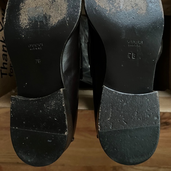 Vintage Gucci square toe leather loafters women’s size 7B Italy - Picture 6 of 14